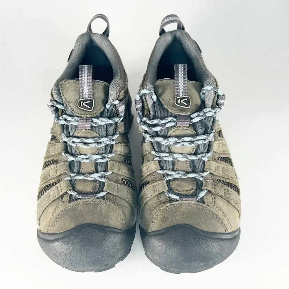 Keen 5258 Voyageur Low Leather Trail Hiking Shoes Taupe Brown Black Women 9